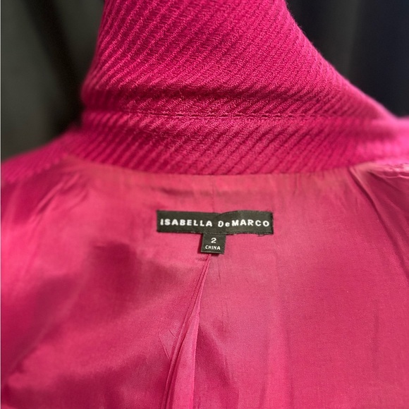 Isabella DeMarco Women's Fuchsia Pink Military Overcoat | 2 - Picture 9 of 10